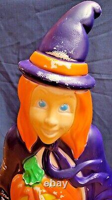 Rare Vintage Grand Venture Halloween Witch Holding Pumpkin Blowmold