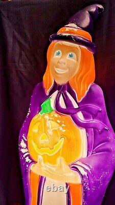 Rare Vintage Grand Venture Halloween Witch Holding Pumpkin Blowmold