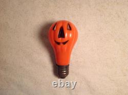 Rare Vintage Halloween Blow Mold HP Light Bulb 2 Sided Skeleton / Pumpkin -Works