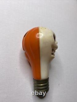 Rare Vintage Halloween Blow Mold Light Bulb Skull Skelly Pumpkin Jack-O-Lantern