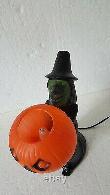Rare Vintage Halloween Blow Mold Witch Holding Pumpkin