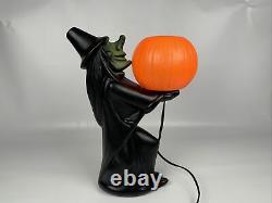 Rare Vintage Halloween Blow Mold Witch Holding Pumpkin Table top