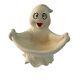 Rare Vintage Halloween Ceramic Ghost Candy Bowl Display Spooky Happy Cute Ghost