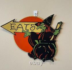 Rare Vintage Halloween Dennison Witch Diecut Eats