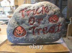 Rare Vintage Halloween Foam Mold Trick Or Treat Sign Jol Scary Pumpkin