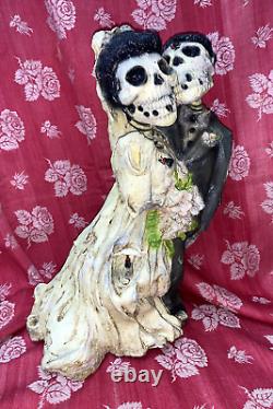 Rare Vintage Halloween Foam Skelton Sculpture Decoration Statue Bride & Groom