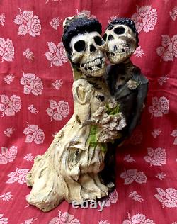 Rare Vintage Halloween Foam Skelton Sculpture Decoration Statue Bride & Groom