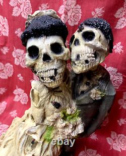 Rare Vintage Halloween Foam Skelton Sculpture Decoration Statue Bride & Groom