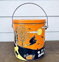 Rare Vintage Halloween Metal Pail Paint Can Size