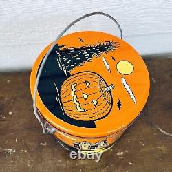 Rare Vintage Halloween Metal Pail Paint Can Size