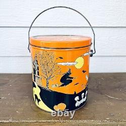 Rare Vintage Halloween Metal Pail Paint Can Size