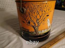 Rare Vintage Halloween Paint Can Style Candy Tin with 2 FREE ITEMS
