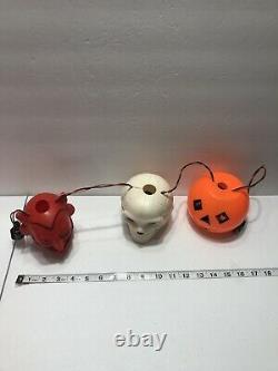 Rare Vintage Halloween Peerless Lights Devil Skull Jack O Lantern Blow Mold 1960