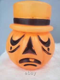 Rare Vintage Halloween Sad Happy Face Blow Mold Pumpkin Jack O' Lantern Bucket