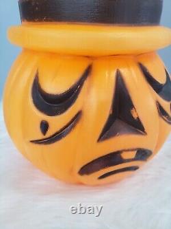 Rare Vintage Halloween Sad Happy Face Blow Mold Pumpkin Jack O' Lantern Bucket