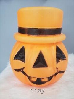 Rare Vintage Halloween Sad Happy Face Blow Mold Pumpkin Jack O' Lantern Bucket