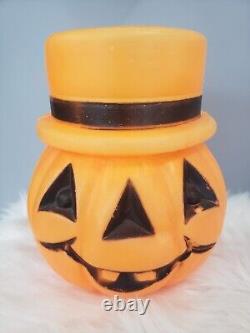 Rare Vintage Halloween Sad Happy Face Blow Mold Pumpkin Jack O' Lantern Bucket