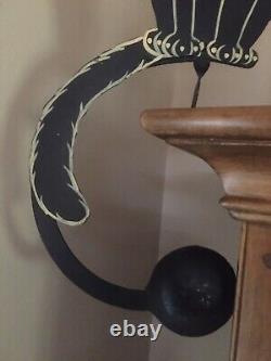 Rare Vintage Kinetic Pendulum Balancing Black Cat Metal Folk Art Halloween