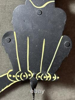 Rare Vintage Kinetic Pendulum Balancing Black Cat Metal Folk Art Halloween
