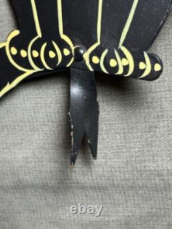 Rare Vintage Kinetic Pendulum Balancing Black Cat Metal Folk Art Halloween