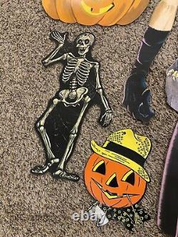 Rare Vintage Lot Halloween / Witch Die Cut Wall Decoration Articulated