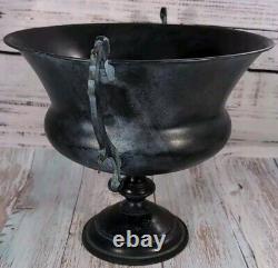 Rare Vintage Metal Urn Planter Ornate Pot Halloween Bowl Made In India Marked