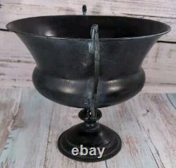 Rare Vintage Metal Urn Planter Ornate Pot Halloween Bowl Made In India Marked