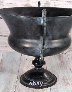 Rare Vintage Metal Urn Planter Ornate Pot Halloween Bowl Made In India Marked