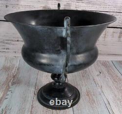 Rare Vintage Metal Urn Planter Ornate Pot Halloween Bowl Made In India Marked