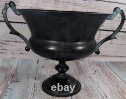 Rare Vintage Metal Urn Planter Ornate Pot Halloween Bowl Made In India Marked