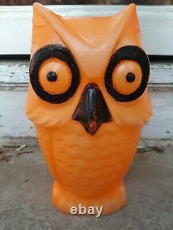 Rare Vintage Orange Halloween Owl Blow Mold 13.5