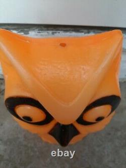 Rare Vintage Orange Halloween Owl Blow Mold 13.5