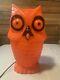 Rare Vintage Owl Orange Black Blow Mold Plastic Halloween Decoration Light&cord