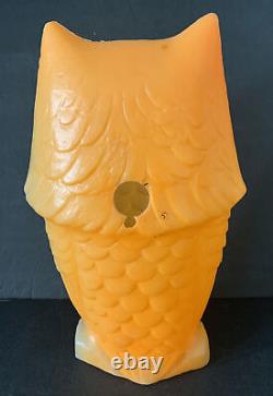 Rare Vintage Owl Orange Black Blow Mold Plastic Halloween Decoration Light&Cord