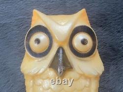 Rare Vintage Owl Orange Black Blow Mold Plastic Halloween Decoration Standup
