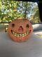 Rare Vintage Paper Mache Jack O Lantern Halloween Pumpkin