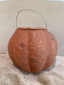 Rare Vintage Paper Mache Jack O Lantern Halloween Pumpkin