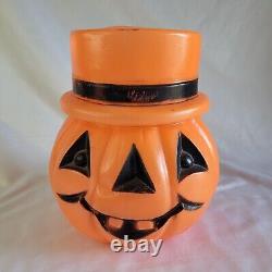 Rare Vintage Plastic Halloween Sad/Happy Face Blow Mold Pumpkin Jack O' Lantern