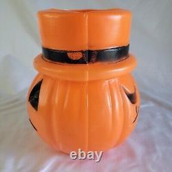 Rare Vintage Plastic Halloween Sad/Happy Face Blow Mold Pumpkin Jack O' Lantern