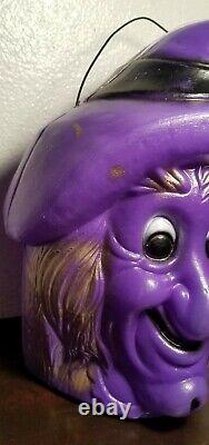 Rare Vintage Plastic Halloween Witch Candy Container Holder Bucket Blow Mold