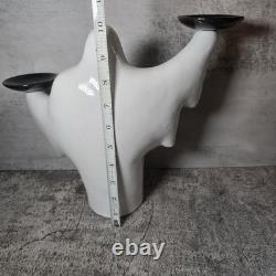 Rare Vintage Pottery Ghost Candle Holder Halloween Heavy Ghouls Haunted Decor