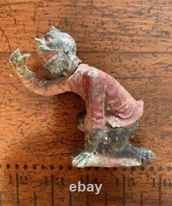 Rare Vintage Prewar Cast Iron Devil Nodder Broken Hand Halloween Bobblehead