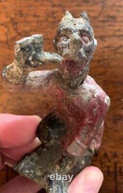 Rare Vintage Prewar Cast Iron Devil Nodder Broken Hand Halloween Bobblehead