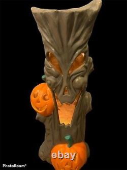 Rare Vintage Spooky Tree Pumpkin Light Blow Mold Halloween Plastic Foam