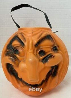 Rare Vintage TOPSTONE Rubber Co Scary Blowmold Jack O Lantern 7 Figural Face