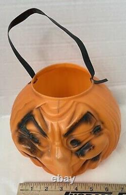 Rare Vintage TOPSTONE Rubber Co Scary Blowmold Jack O Lantern 7 Figural Face