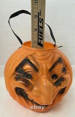 Rare Vintage TOPSTONE Rubber Co Scary Blowmold Jack O Lantern 7 Figural Face