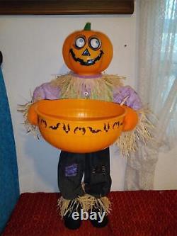 Rare Vintage Talking Halloween Pumpkin Man Candy Greeter 3 Foot Tall Eyes Move