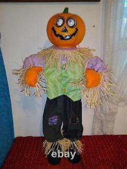 Rare Vintage Talking Halloween Pumpkin Man Candy Greeter 3 Foot Tall Eyes Move