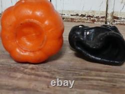 Rare Vintage Wax Black Cat, Jack O Lantern, WITCH GIRL Candy Container Holders